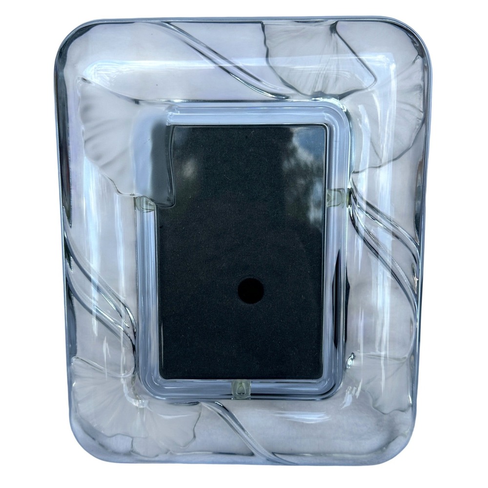 Mikasa‎ Crystal Ginkgo Leaf Picture Frame Frosted Glass 4x6 Deco Tabletop Decor
